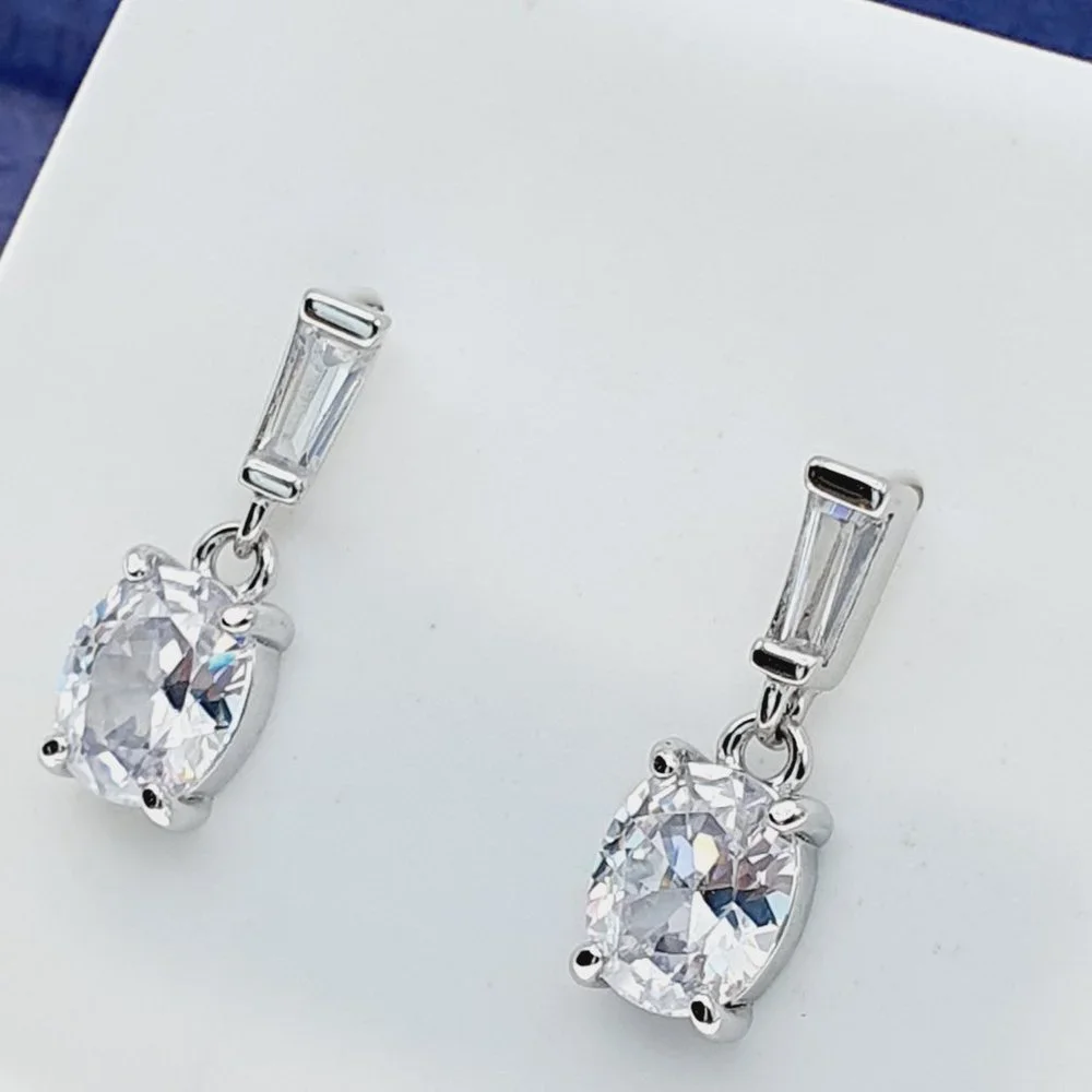 925 Sterling Silver CZ Stud Earrings for Women/Girl, US925P1218 - Picture 4 of 7